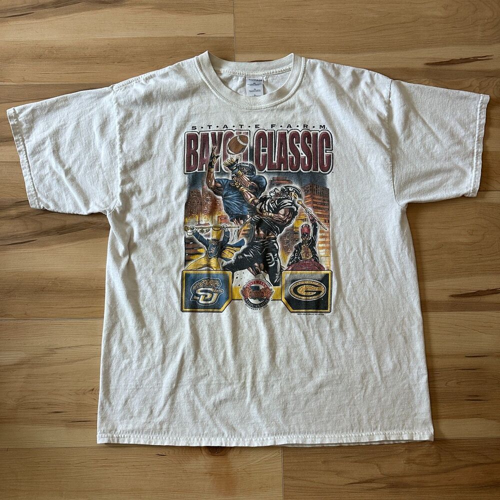 STATE FARM BAYOU CLASSIC SHIRT‎ MENS XL Vintage 2004 Jaguars Tigers NCAA College